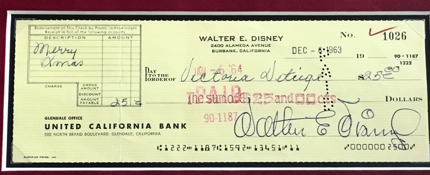 Walt Disney Signed Checks Walt Disney Signed Checks